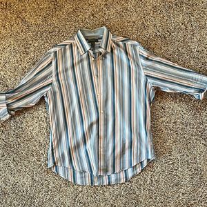 Johnston and Murphy button up striped shirt
